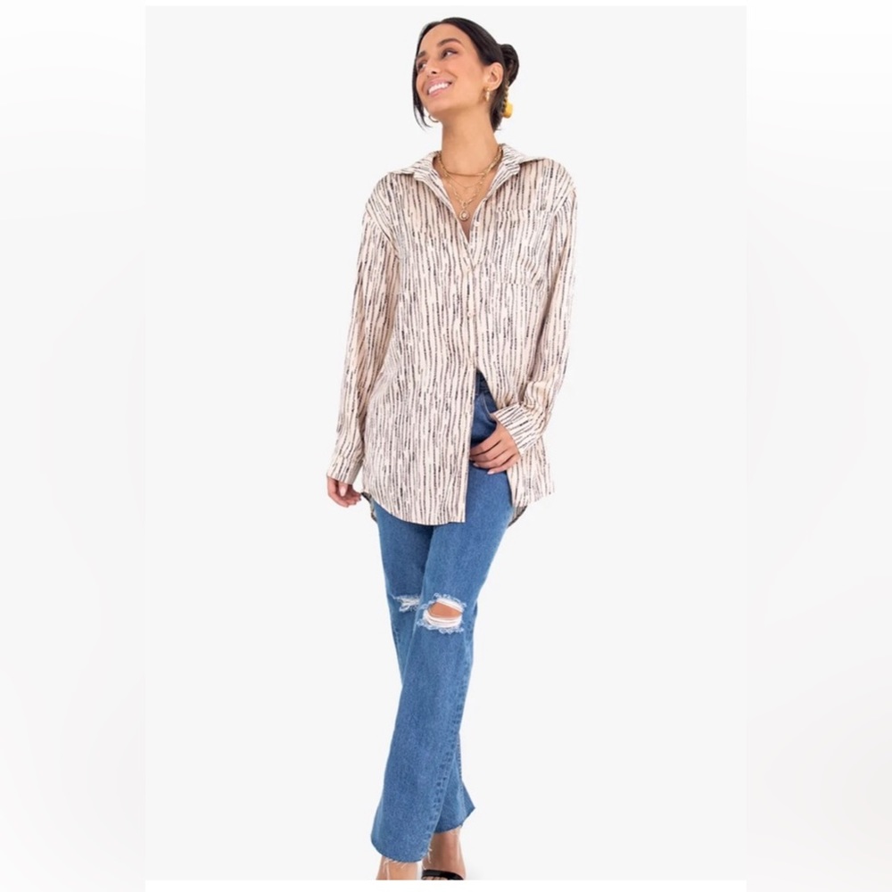Kittenish Carried Away Button Down